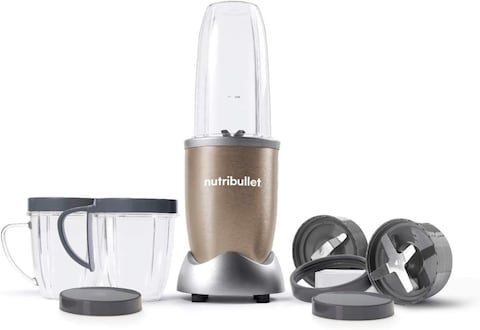 NutriBullet 900 Watts, 9 Piece Set, Multi-Function High Speed Blender, Mixer System With Nutrient Extractor, Smoothie Maker, NB-201, Copper Gold