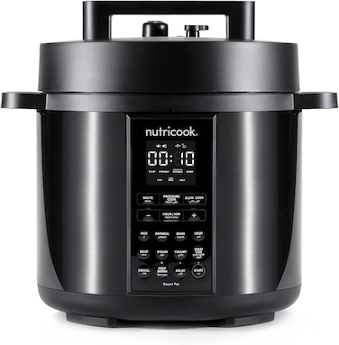 Nutricook Smart Pot 2 1000 Watts, 9 In 1 Instant Programmable Electric Pressure Cooker, 6 Liters, 12 Smart Programs, SP204K, Black