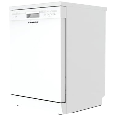 نيكاي غسالة صحون 14 مكان، لون أبيض، 6 برامج، موديل NDW3112PW (غير شامل التركيب)