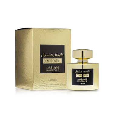 Eau de Parfum Confidential Private Gold for Unisex by Lattafa - 100ml
