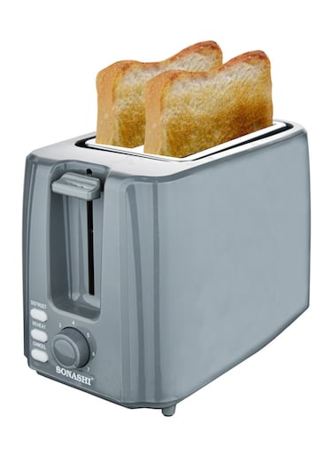 2 Slice Bread Toaster - Adjustable 7 Browning Control with Slide Out Crumb Tray   Defrost, Reheat and Cancel Options   Cool Touch Body for Fast Toasting 750 W ST-210 Grey