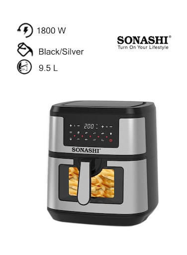 Digital Air Fryer LED Touch-Screen Display   9.5L Pot Capacity Transparent Basket with High Speed Air Circulation Technology for Frying, Roasting, Baking and Toasting 9.5 L 1800 W SAF-950 Black
