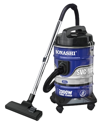 Drum Vacuum Cleaner with 25L Dust Capacity   Strong Suction with Low Noise   Multi-Stage Filtration with Dust Full Indicator   Wheel Base for Easy Use   For Home &amp; Offices SVC-9125D Blue 2000W