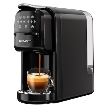 ماكينة صنع القهوة سوناشي SCM-4985 3 في 1 متعددة الكبسولات - ماكينة صنع القهوة بقدرة 1400 وات مع خزان مياه قابل للفصل سعة 700 مل، ولوحة تحكم تعمل باللمس، ووظيفة التنظيف الذاتي   أدوات المطبخ