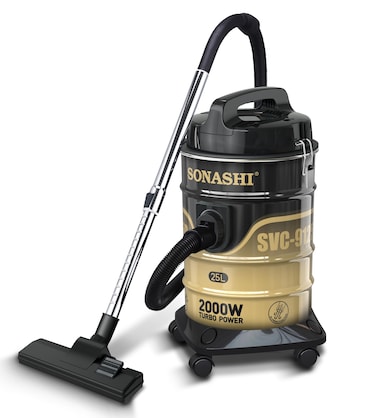 مكنسة كهربائية اسطوانية بسعة غبار 25 لتر   شفط قوي مع ضوضاء منخفضة   ترشيح متعدد المراحل مع مؤشر امتلاء الغبار   قاعدة عجلات لسهولة الاستخدام   للمنزل والمكاتب SVC-9125D أسود 2000 وات