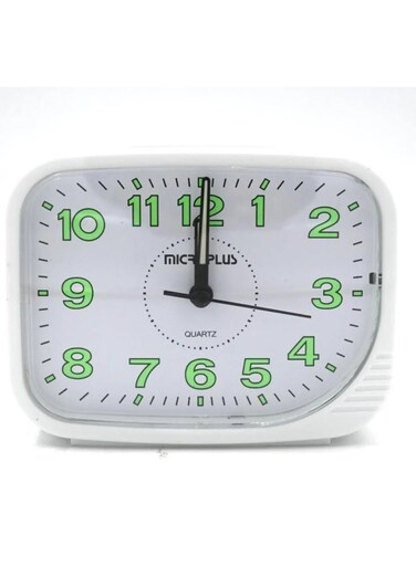 مايكروبلس ساعة منبه تناظرية بيضاء PS-4732