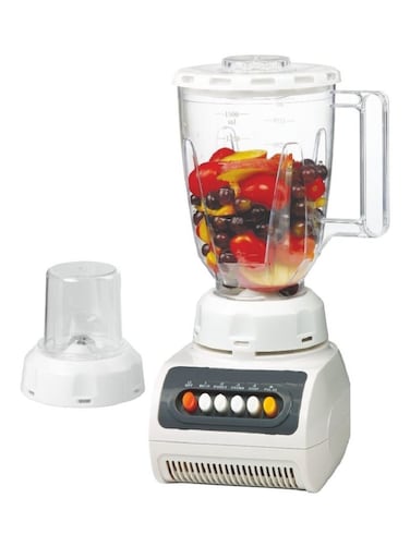 ريفورا خلاط 2 في 1 متعدد الوظائف شفرات ستانلس ستيل 300 وات RE-10205، 4 سرعات للتحكم مع النبض، دورق بسعة 1.5 لتر، كسارة ثلج بحماية تعشيقية، مفرمة، مطحنة قهوة وصانعة العصائر