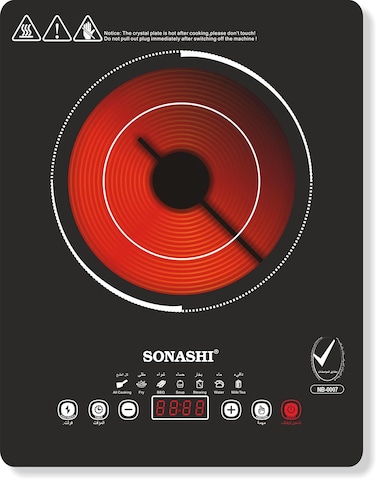 طباخ سيراميك بالأشعة تحت الحمراء مع شاشة عرض الطاقة   شاشة LED مكونة من 4 أرقام مع تحكم باللمس و11 مستوى لإعدادات الطاقة   طباخ بالأشعة تحت الحمراء محمول وصغير الحجم