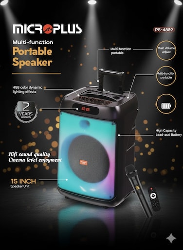 Large Portable Bluetooth Speaker 15-Inch PS-4859