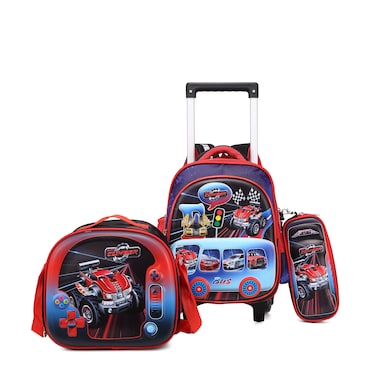 STARGOLD Baby Backpack 3Pcs For Baby Boys 1 lunch 1 Pencil Box And 1 Bag With Adjustable Strap For School 2 Wheels 12 Inch