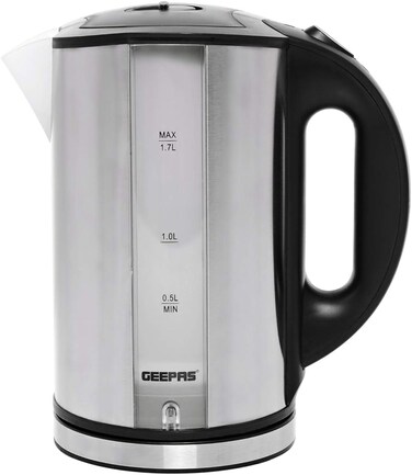 جيباس غلاية كهربائية 1.7 لتر - Gk5074، فضي، مادة الستانلس ستيل