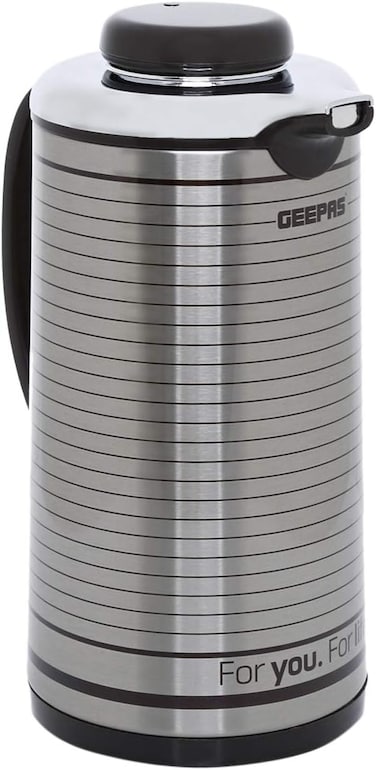 Geepas 1L Vacuum Flask, Heat Insulated Thermos For Keeping Hot/Cold Long Hour Heat/Cold Retention, Multi Walled, Hot Water, Tea, Beverage, Ideal For Social Occasion, Commercial &amp; Outings