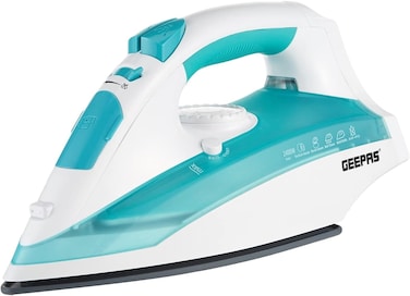 Geepas Corded &amp; Cordless Steam Iron 2400W - Non - Stick Ceramic Soleplate, Steam Boost, Anti Drip &amp; Self Cleaning Functions With Water Tank &amp; Power Base