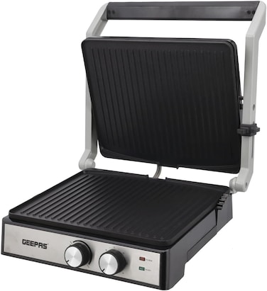 Geepas Ggm36539 Stainless Steel Grill Maker, Black/Silver