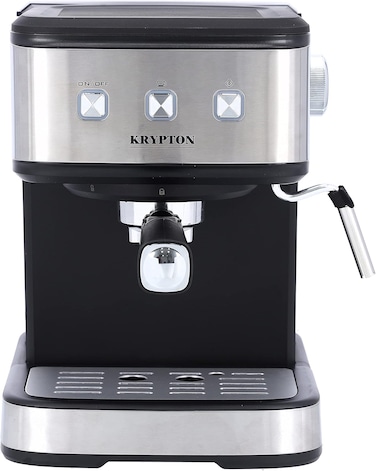 Krypton Cappuccino Maker 850W, 20 Bar Power Brewing Pump, 1.5L, Dual Stainless Steel Filters, Aluminium Alloy Boiler, Overheat &amp; Over Pressure Protected, Indicator Onoff Lights