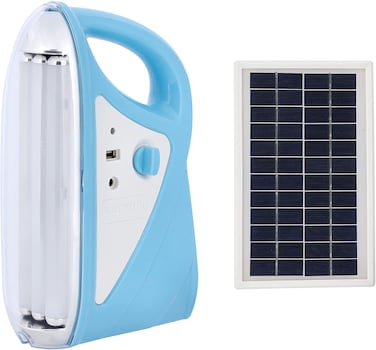 Krypton Rechargeable Lantern With Solar Panel, Knse5173-Dc12V Solar Socket, Automatic Lighting During Power Failure, Light Dimmer Function, USB Mobile Charging, 60 SMD LED With Three Tubes