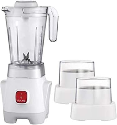 خلاط 3 في 1، مفتاح روكي، وظيفة النبض، OMSB4141N، محرك قوي 350 واط، شفرات حادة متينة من الستانلس ستيل، مطحنة وخلاط مع 3 مرطبانات (سائل، طحن رطب، صلصة)، من اولسين مارك، ابيض