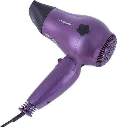 مجفف شعر للسفر والتنقل 1200 واط من اولسينمارك بمقبض قابل للطي ومفتاح للتحكم بالحرارة، تيار متردد: 220 - 240 فولت - 50/60 هرتز مع وظيفة تبريد. تصميم مريح، أسود