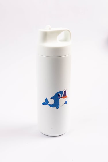 قارورة مفرغة من الفولاذ المقاوم للصدأ من Cocobee للأطفال - 550 مل، مضادة للتسرب، خالية من الروائح، مادة صالحة للطعام - لعمر 3 سنوات فما فوق (أبيض)