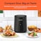 Nutricook Air Fryer Mini, 1500 Watts, Digital Display, Tempered Glass Control Panel, 8 Preset Programs With Built-In Preheat Function, 3.3 Liters, Black