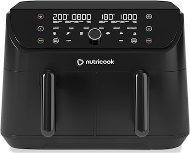 Nutricook Air Fryer Duo 2 Non Vision, 8.5L Independent Controlled Dual Basket, Air Fry, Bake, Roast, Broil, Reheat &amp; Dehydrate, 6 Presets, AFD185, 2400W, Black