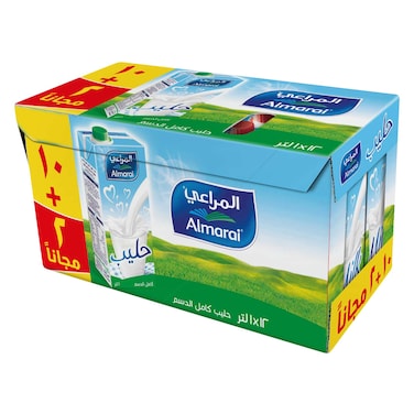 Al Marai Long Life Milk Full Fat 1L x10 +2 Free