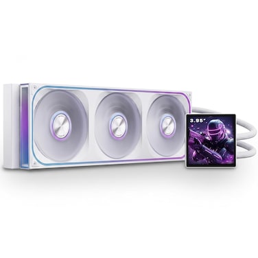 ماجيستي - Majesty 360mm ARGB CPU Water Cooler   Customizable 3.9" IPS Display   Video & Graphics Display   Leak Proof Tubes   ARGB 3x120mm   Intel & AMD Fans   White