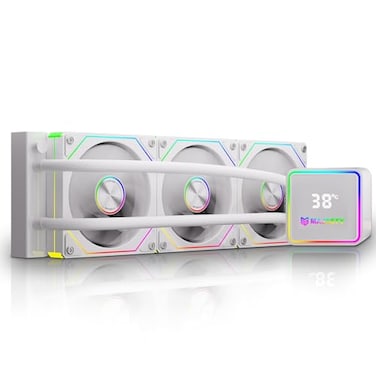 Majesty 360MM ARGB CPU Water Cooler With Digital Temperature Display, Leak Proof Tubes, Three 120mm ARGB Fans, Compatible With Intel &amp; AMD, White For Gaming (White)