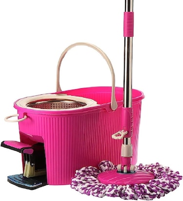 360 Degree Rotating Mop Stick With Bucket Pink