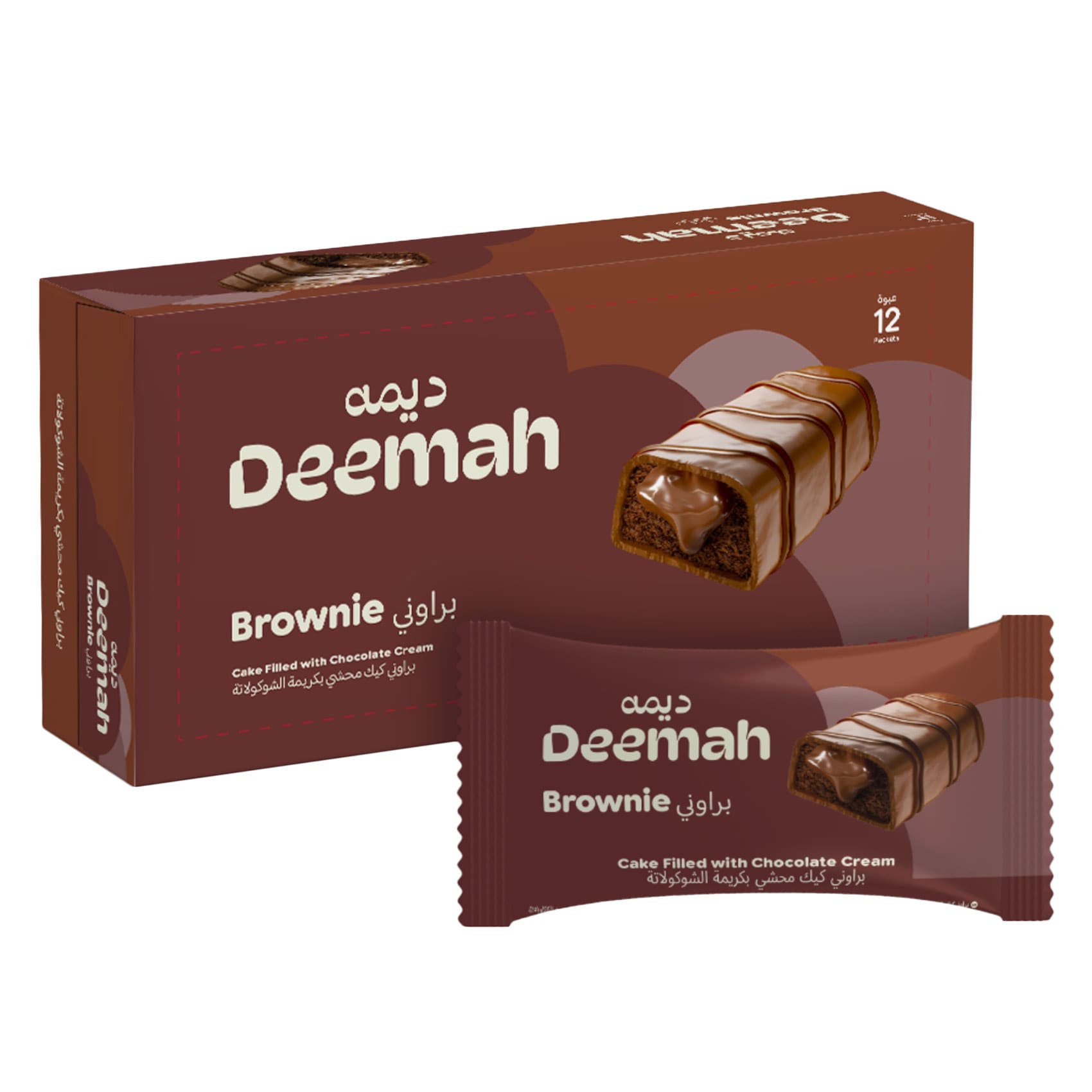 ديمه براوني كيك محشي بكريمة الشوكولاتة 37 جرام × 12