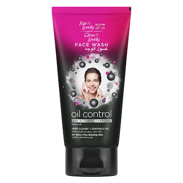 GLOW &amp; LOVELY Formerly Fair &amp; Lovely Face Wash With Activated Charcoal, Oil Control, 150ml