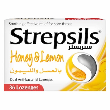 Strepsils Honey &amp; Lemon, Soothing Effective Relief for Sore Throats, 36 Lozenges