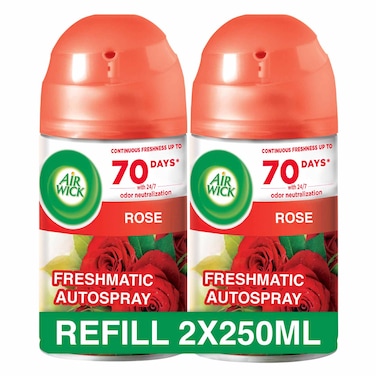 Air Wick  Automatic Air Freshener Spray Refill, Rose Scent, 250ml x 2