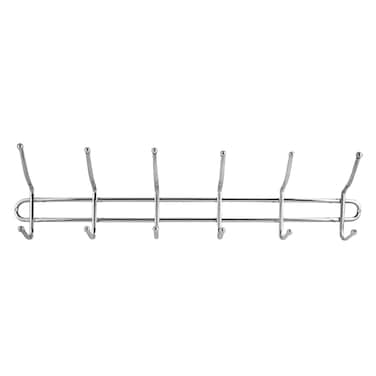 Royalford 6 Hooks Metal Hanger Silver 36 x 100centimeter