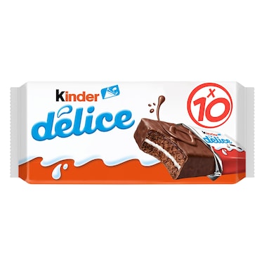 Kinder Delice Cake Bar with Milky Centre and Cocoa Coating, Multi Pack, 10 Individually Wrapped Bars, 390g