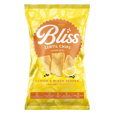 Kitco bliss lentil chips lemon &amp; black pepper 135 g (gluten free)