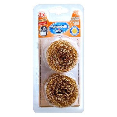 اريكس - اسفنجة سلكية من الصوف الفولاذي - قطعتين - ذهبي