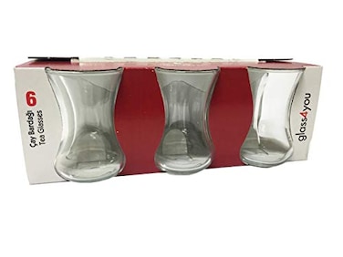 طقم اكواب شاي هارانن 108Cc من باشابتشه غي 4 يو 6 قطع، زجاج، شفاف، من باساباهسي