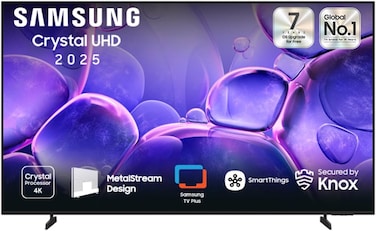Samsung 70 Inch Crystal UHD TV, U8000F, 4K, Crystal Processor, 4K Upscaling, Q-Symphony, Free contents by Samsung TV Plus, Secured by Knox, UA70U8000FUXSA (2025 - KSA Version)