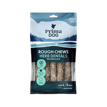 PrimaDog Rough Chews Dental Herb Chew Stick for Medium or Large Dog - 175 g