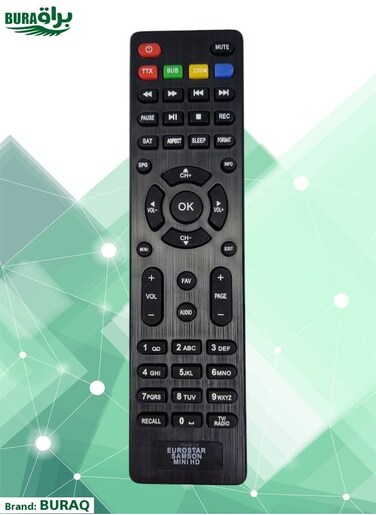 Receiver Remote Control with Recall &amp; TV/Radio Buttons - Replacement Remote Control For Eurostar Receiver, Samson Mini HD Receiver - Black