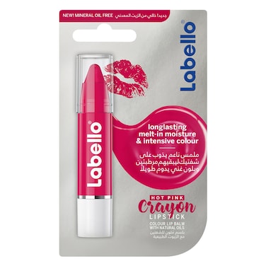 Labello Lipstick, Crayon Colour Lip Balm, Hot Pink, 3g