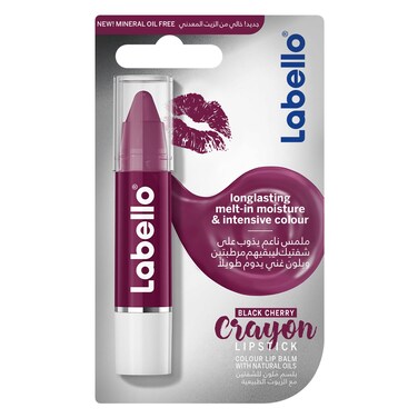Labello Lipstick, Crayon Colour Lip Balm, Black Cherry, 3g