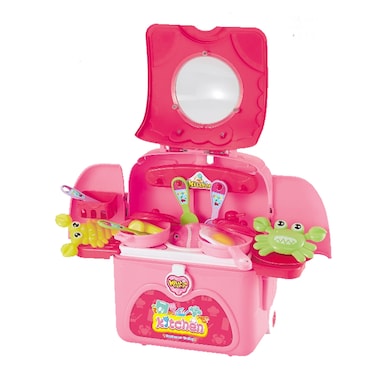 TOYSEA 3-in-1 Kitchen Set Suitcase for Kids, 24 PCS Cooking Tableware Playset with Backpack and Suitcase Design, Pretend Play Kitchen Toy for Girls, Portable Travel Cooking Set