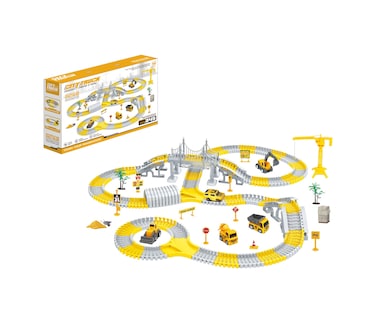 TOYSEA CITY TRUCK Create A Road Construction Track Set with Flexible Race Track, Building Blocks, Electric Vehicles, Crane &amp; Bridge &ndash; DIY Assembly Toy for Imagination and Coordination