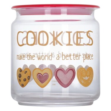 Luminarc - Plano Cookie Jar with Lid, 750ml, Clear/Pink