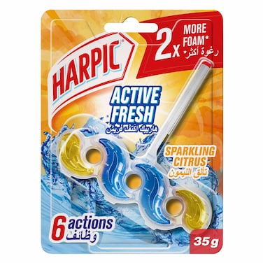 Harpic Active Fresh Toilet Rim Block, Sparkling Citrus Scent, 35g