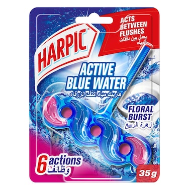 Harpic Active Blue Water Toilet Rim Block, Floral Burst Scent, 35g