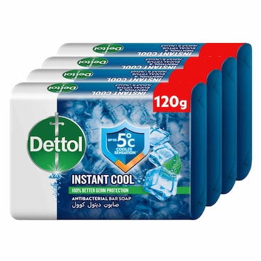 Dettol Cool Bar Soap, Menthol And Eucalyptus Scent, 120 g x 4