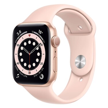 ابل ساعة ذكية الاصدار 6 ، 40 مم ،  هيكل الومنيوم ذهبي ، سوار رياضي وردي  